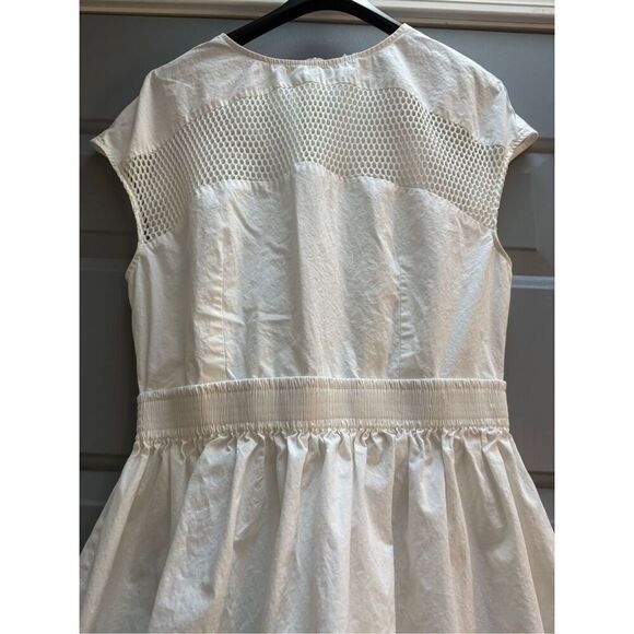 White Fit and Flare Midi Dress Urban Outfitters Eyelet Mesh Casual - Picture 4 of 10